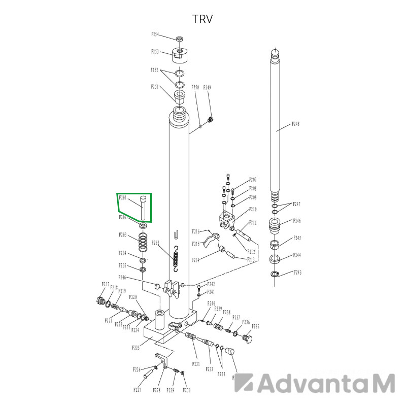 Шток нагнетательный гидроузла для TRV1030/1530  - 1